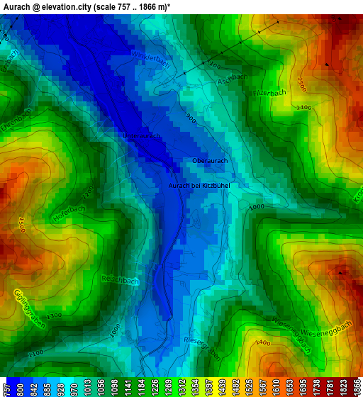 Aurach elevation map