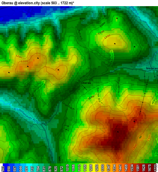Oberau elevation map