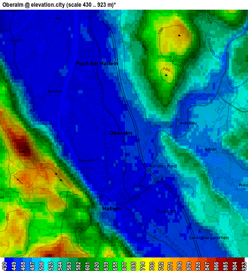 Oberalm elevation map