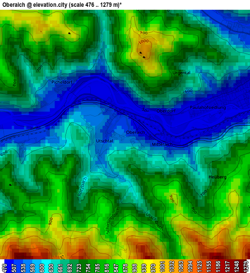 Oberaich elevation map