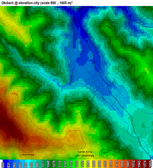 Obdach elevation map