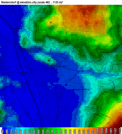 Niederndorf elevation map