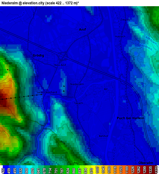 Niederalm elevation map