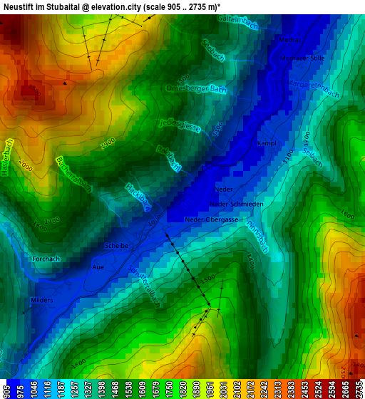 Neustift im Stubaital elevation map