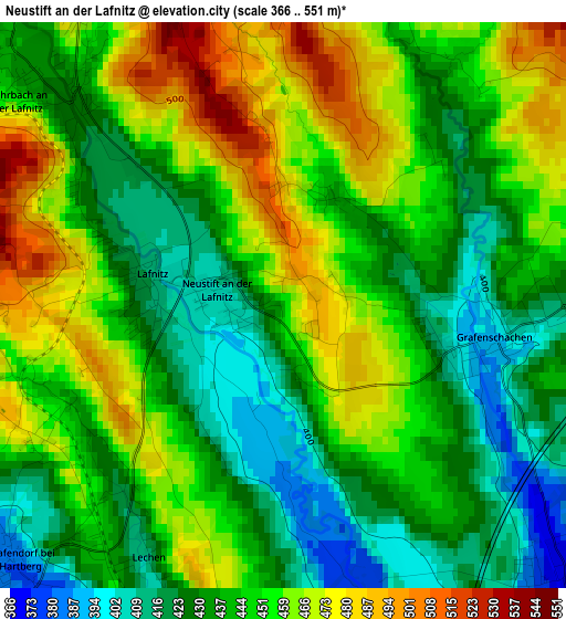 Neustift an der Lafnitz elevation map