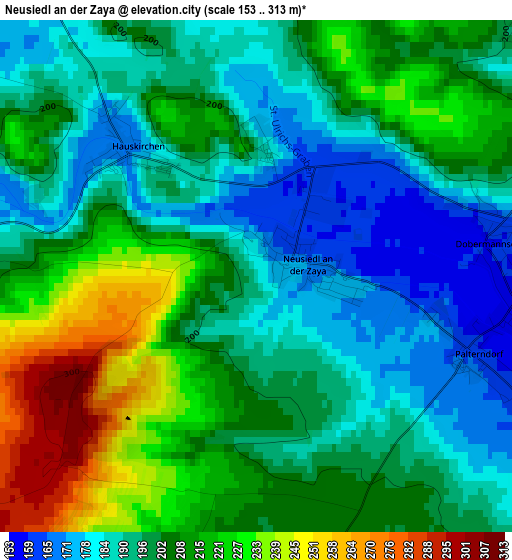 Neusiedl an der Zaya elevation map