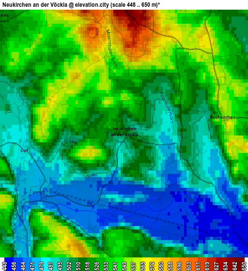 Neukirchen an der Vöckla elevation map