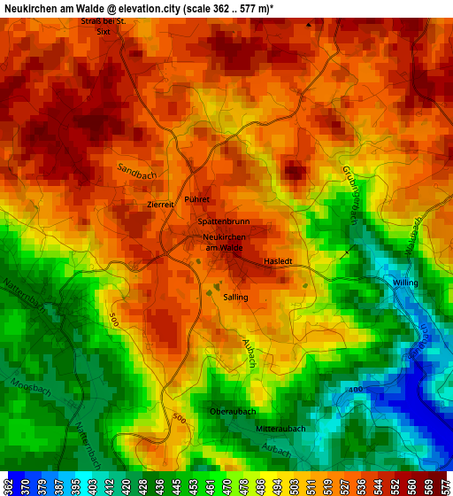 Neukirchen am Walde elevation map