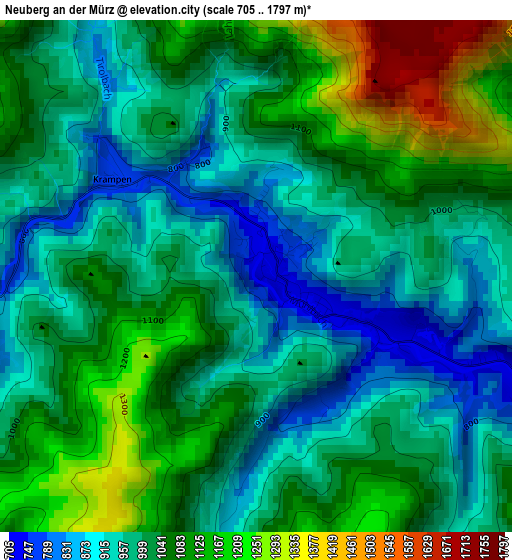 Neuberg an der Mürz elevation map