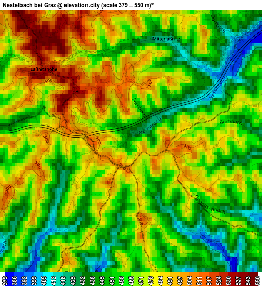 Nestelbach bei Graz elevation map