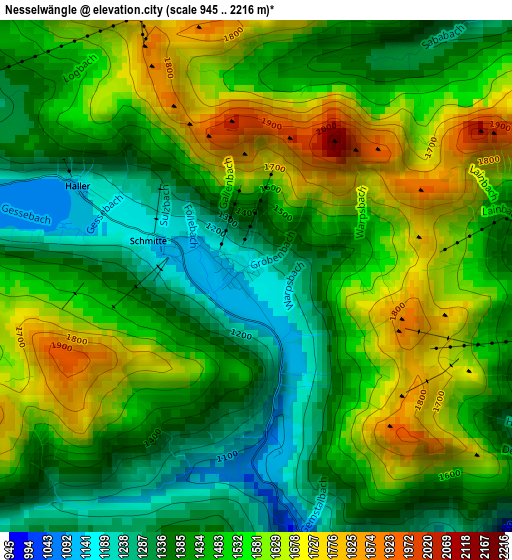 Nesselwängle elevation map