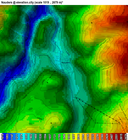 Nauders elevation map