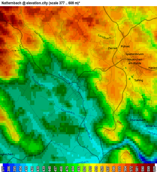 Natternbach elevation map