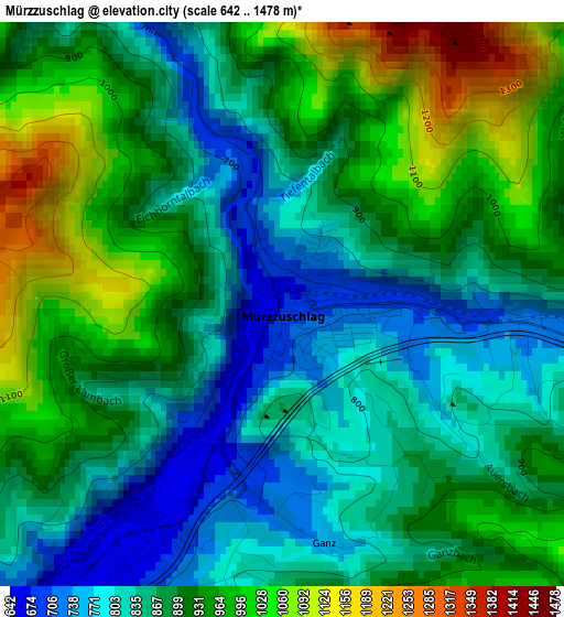 Mürzzuschlag elevation map