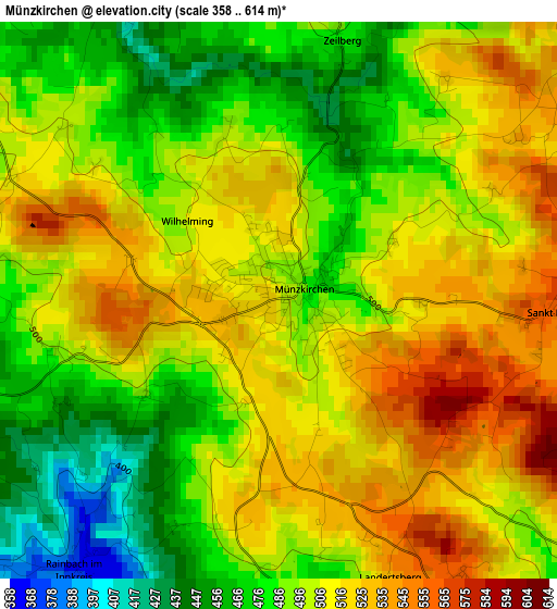 Münzkirchen elevation map