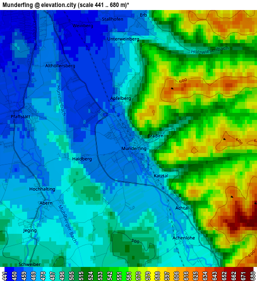 Munderfing elevation map