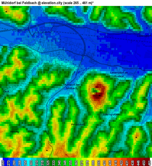 Mühldorf bei Feldbach elevation map