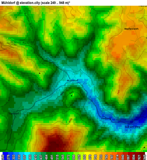 Mühldorf elevation map