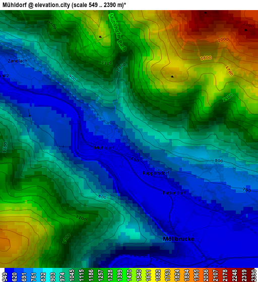 Mühldorf elevation map