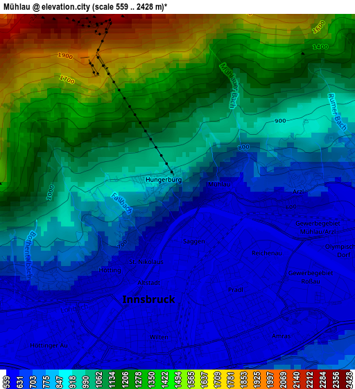 Mühlau elevation map