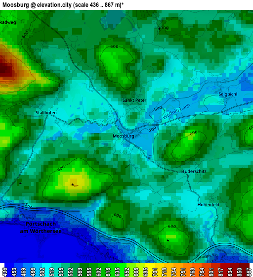 Moosburg elevation map