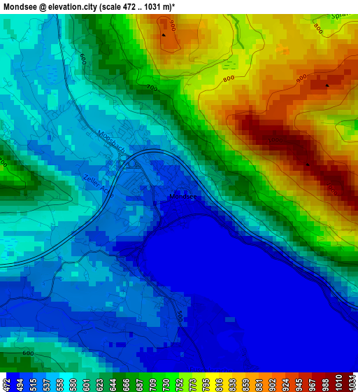 Mondsee elevation map