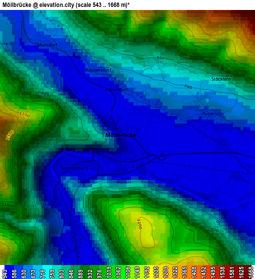 Möllbrücke elevation map