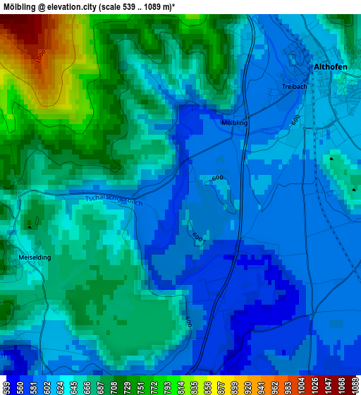 Mölbling elevation map