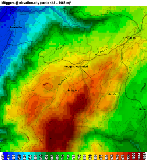 Möggers elevation map