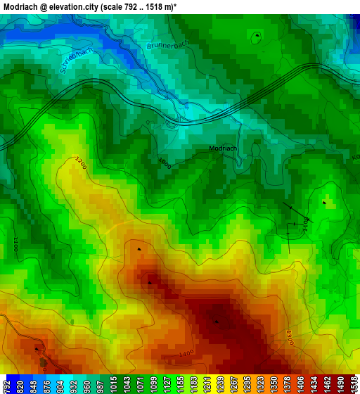 Modriach elevation map