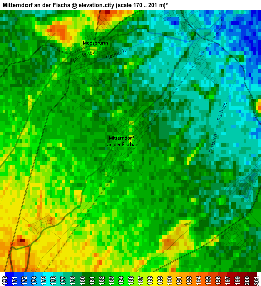 Mitterndorf an der Fischa elevation map