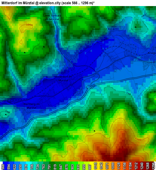 Mitterdorf im Mürztal elevation map