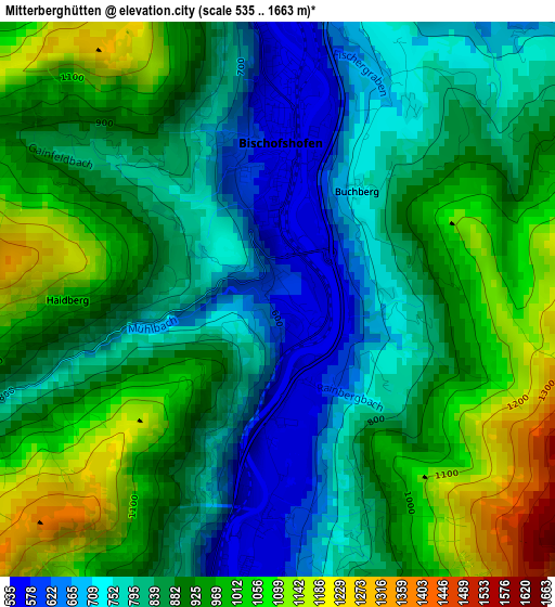 Mitterberghütten elevation map