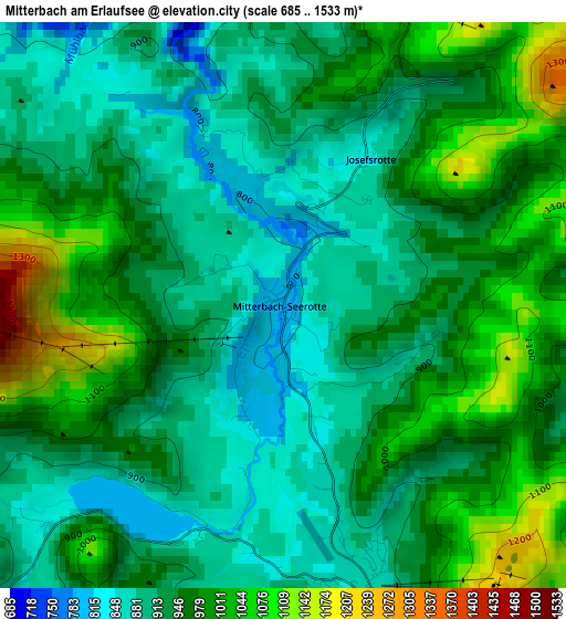 Mitterbach am Erlaufsee elevation map