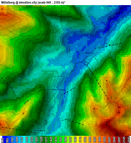 Mittelberg elevation map