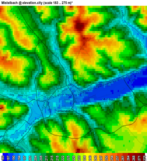 Mistelbach elevation map