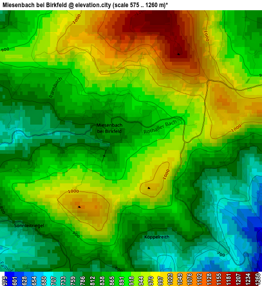 Miesenbach bei Birkfeld elevation map