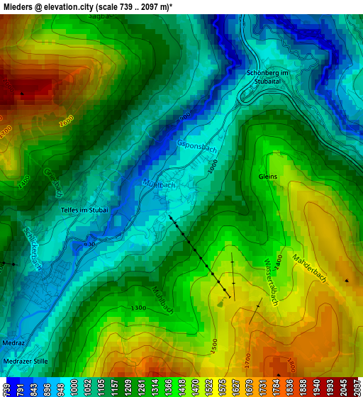 Mieders elevation map