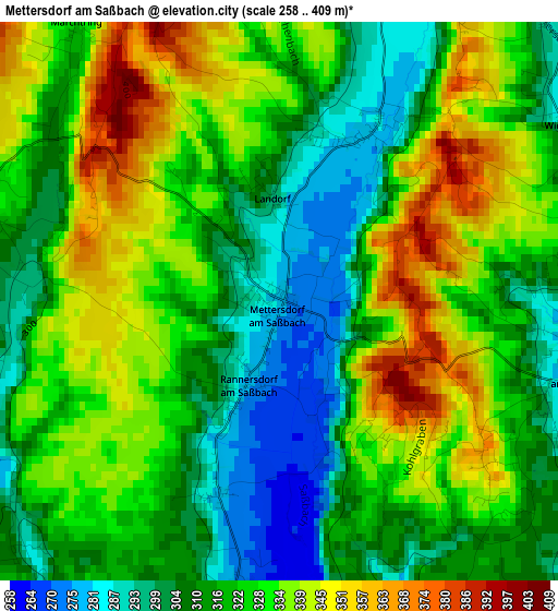 Mettersdorf am Saßbach elevation map