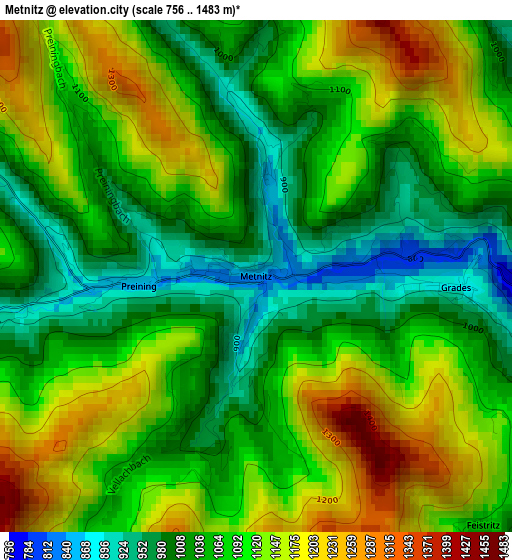 Metnitz elevation map