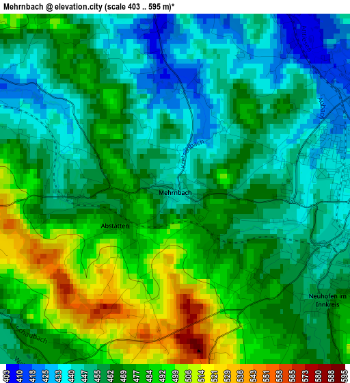 Mehrnbach elevation map