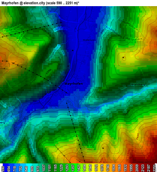 Mayrhofen elevation map