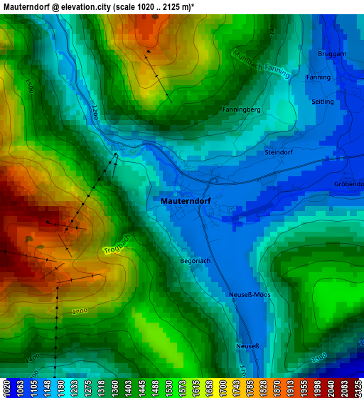 Mauterndorf elevation map