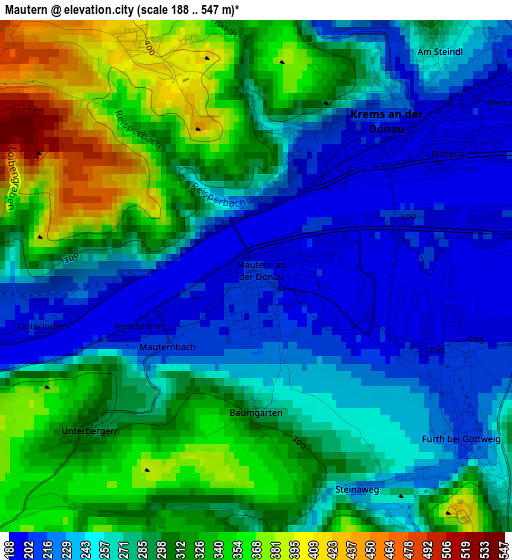 Mautern elevation map