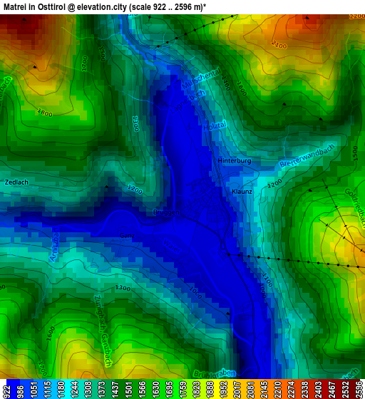 Matrei in Osttirol elevation map