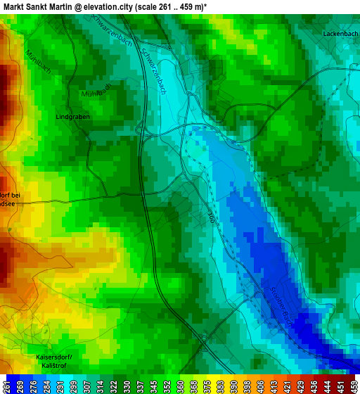 Markt Sankt Martin elevation map