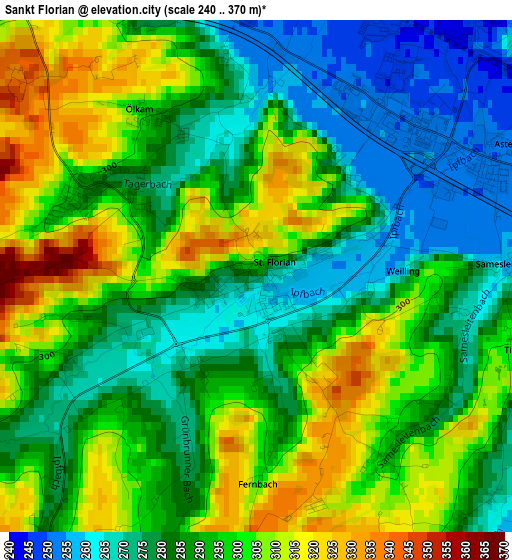 Sankt Florian elevation map