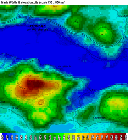 Maria Wörth elevation map