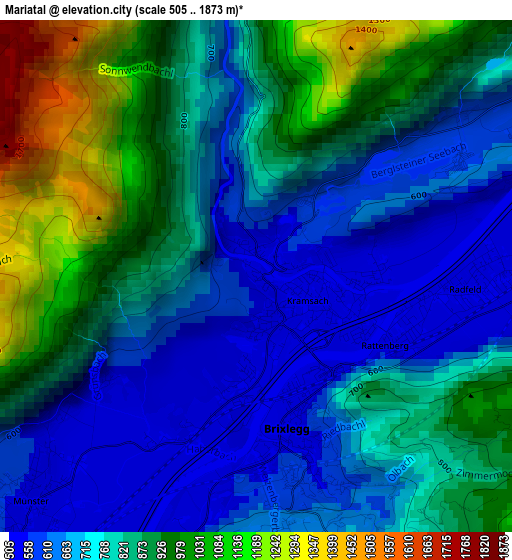 Mariatal elevation map