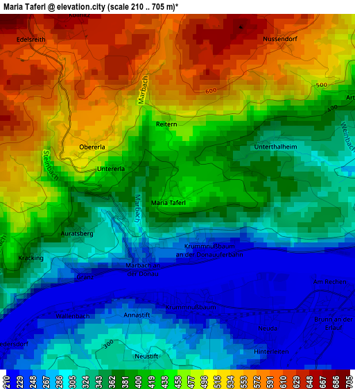 Maria Taferl elevation map